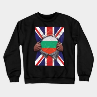 Bulgaria Flag Great Britain Flag Ripped - Gift for Bulgarian From Bulgaria Crewneck Sweatshirt